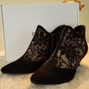 Black Suede and Lace Bootie